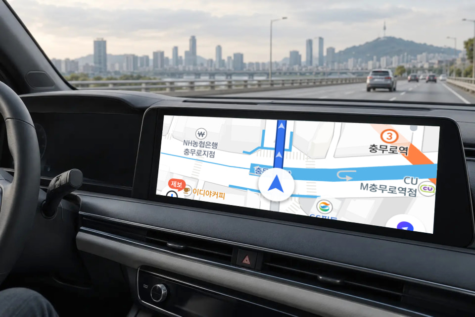 車両純正画面のルート案内